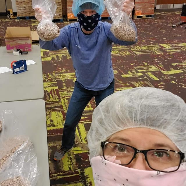 Volunteering at the Idaho Food Bank in April 2020