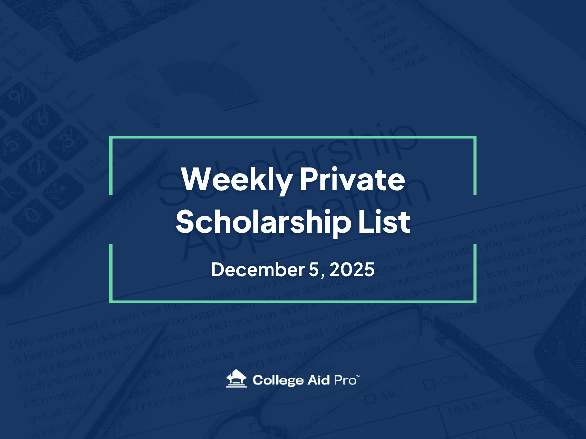 Top 12 Private Scholarship Opportunities for December 9th - 23rd, 2025