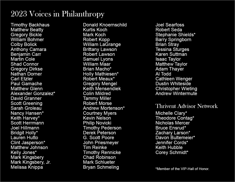 Thrivent Charitable celebrates 2023 Voices in Philanthropy